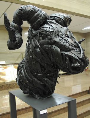 Sculptures from used tires