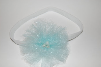 Tulle Puff Baby Headband with glass pearl center