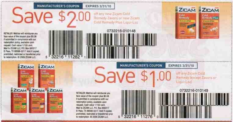Free Coupons Online Printable Zicam Coupons for Cold Remedy