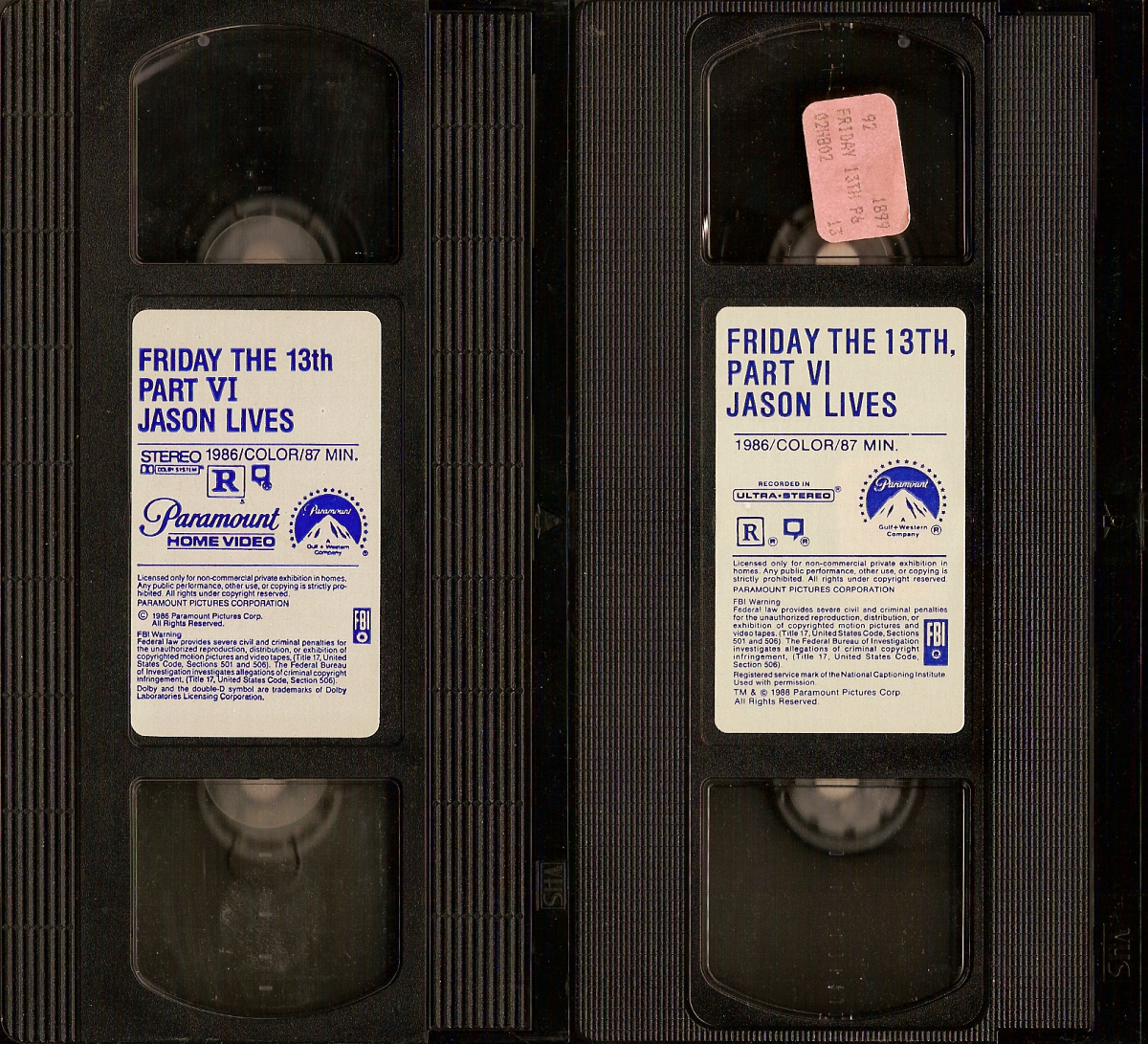 Two VHS versions of Jason Lives with different sound mixes Online Message Boards Forums