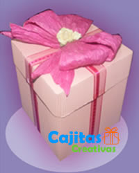 Cajita Decorativa para Regalo con lazo hecho en cinta twiz