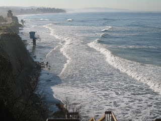 Early morning high tide at San Elijo State Beach