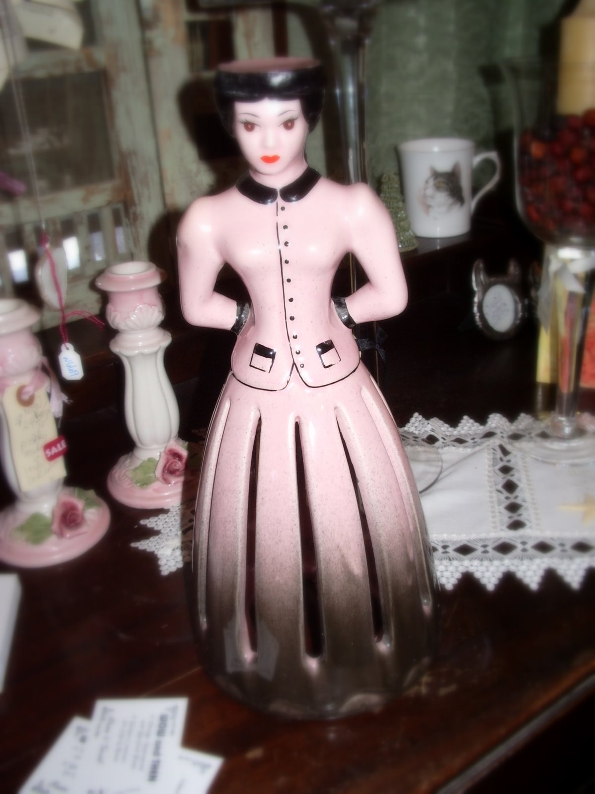 WOW and THEN renewed and rescued vintage decor PRETTY LADY NAPKIN HOLDER