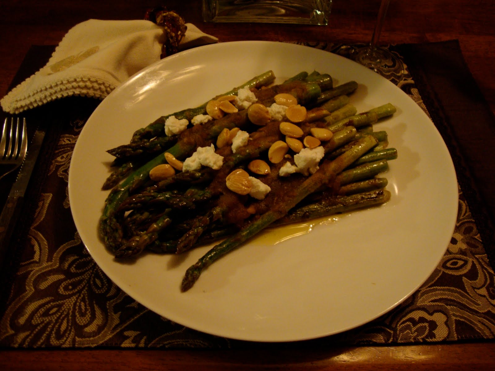 Organic Asparagus with Dairyfree Béarnaise Sauce, Chevre and Marcona