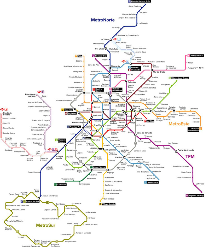 Metro madrid mapa ver zonu plano del reproduced Madrid: Informaciones utiles