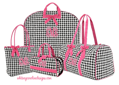 Monogrammed Suitcases on New Houndstooth Luggage