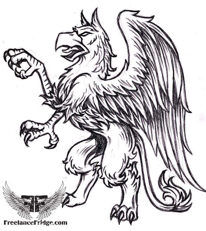 tattoos. Here's my take on a Medieval style gryphon or griffin.