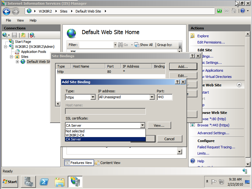 Now select the CertSrv virtual