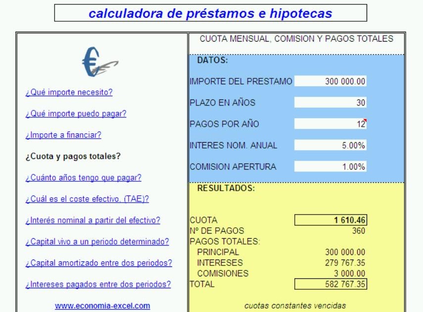 econom 237 a excel calculadora de pr 233 stamos e hipotecas calculadora de hipotecas