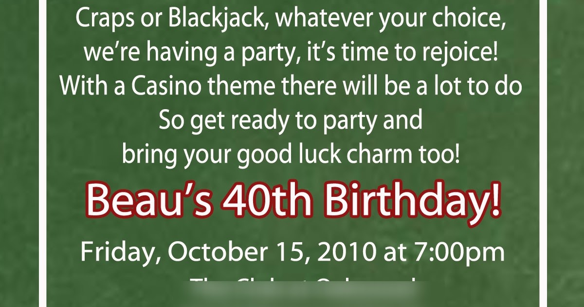 Casino 40th birthday party