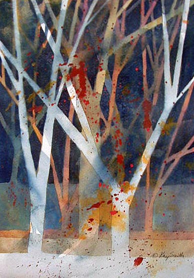 Caboose Watercolor Society Fall Forest An Negative Painting
