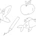 Desenhos de animais borboleta, peixes e frutas para colorir e imprimir
