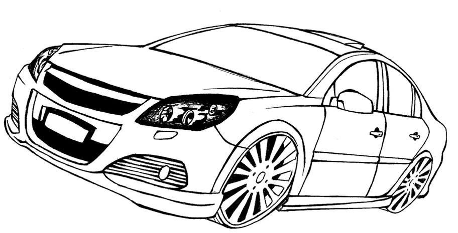 Desenhos bonitos em preto e branco para colorir carros para crianças