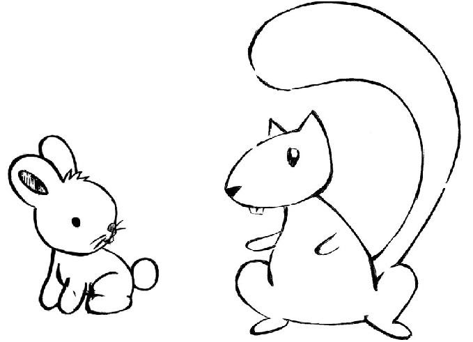 Desenhos de animais para pintar coelho e castor - Desenhos Para Colorir