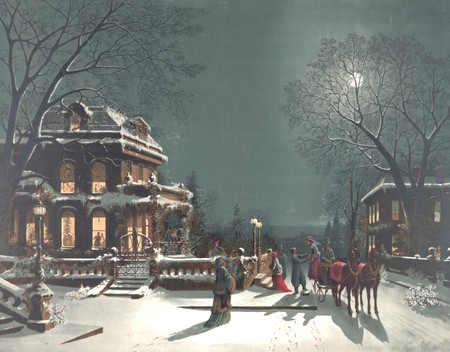 [2033_horse_drawn_carriage_and_people_arriving_at_a_house_for_a_christmas_party_on_the_night_of_christmas_eve.jpg]