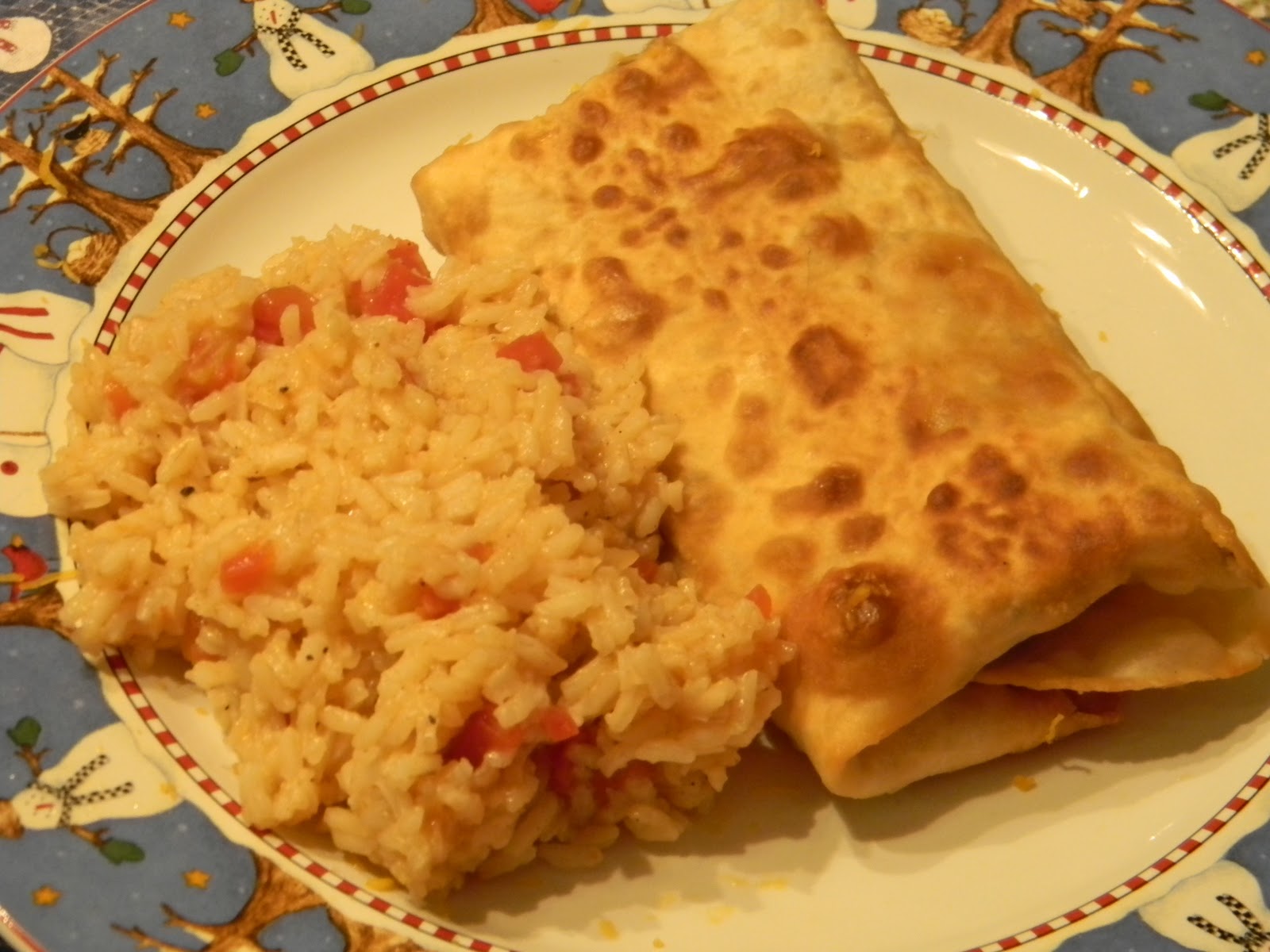 For the Love of Cooking Beef Chimichangas and Spanich Rice