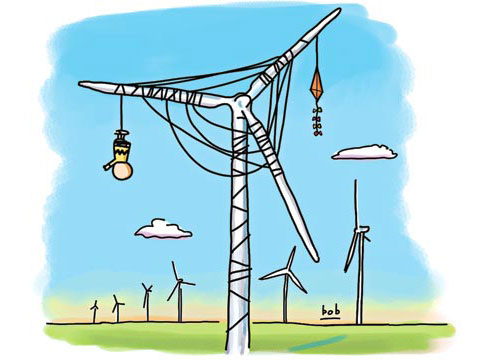 wind turbines cartoon