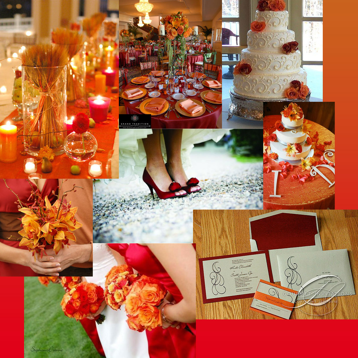 red orange wedding