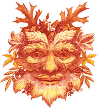 illustration of harvest face mask, aka the green man