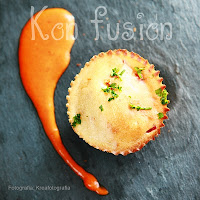Magdalenas de langostinos con salsa de pimientos del piquillo pimientos piquillo cupcake muffin