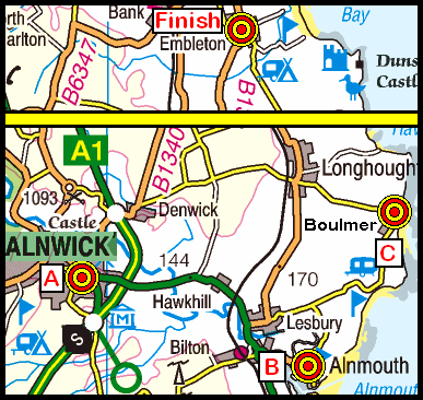 Map of the Alnwick-Embleton area