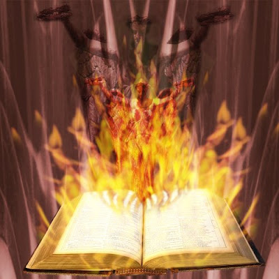 flaming book