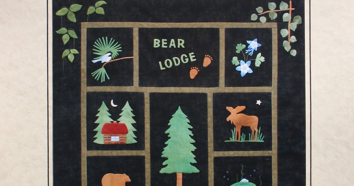 Cabin Creek Bear Lodge Wool Applique Quilt
