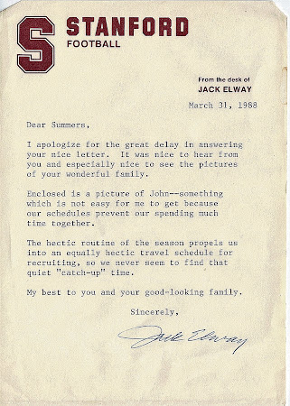 Letter from former coach, Jack Elway
