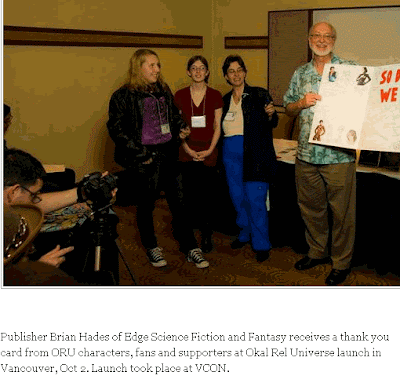 Publisher thanked by fans at Okal Rel Universe book launch in Vancouver Oct 2, 2010