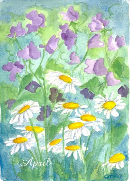 mothers day pictures to draw. Mothers Day Poem From Husband: draw day to day: April#39;s Sweetpeas, Watercolor Roses