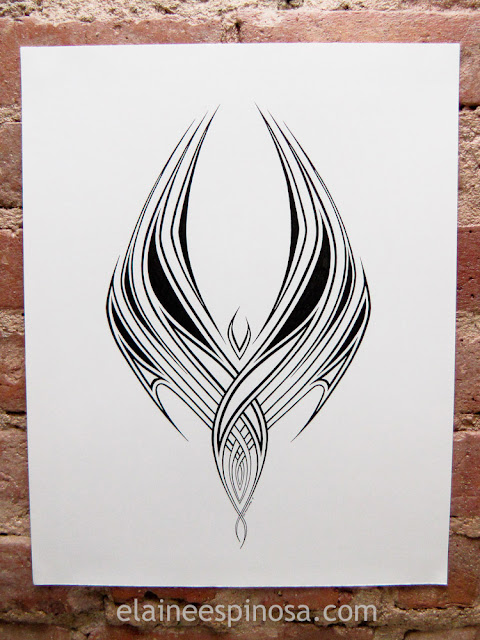 Pen and ink phoenix tribal by Elaine Espinosa