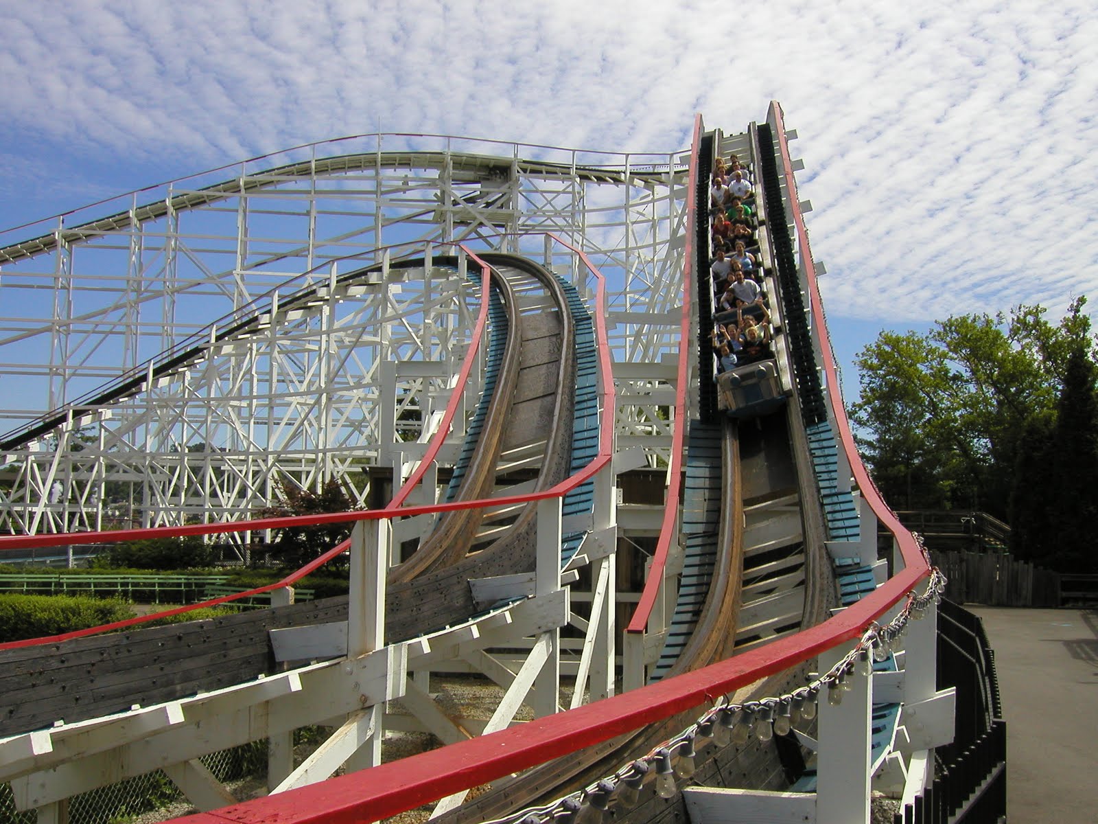 The helix on Thunderbolt at Kennywood, Pennsylvania the ride was