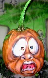 Airbrushed Halloween pumpkin,scary larry