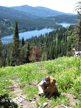 Christy hiking with Riley at Goose Lake