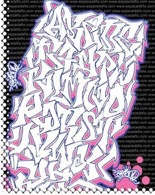 Graffiti alphabet Graffiti alphabet letter AZ pink
