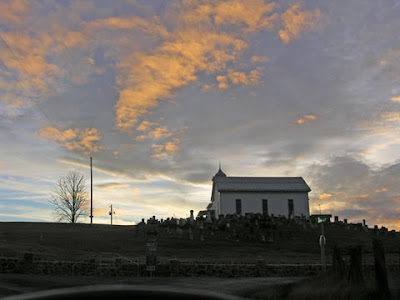 church at dusk