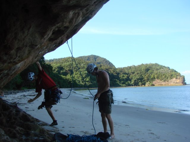 Gearing up on the beach