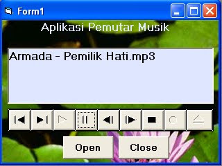 Hasil program aplikasi mp3 player dengan vb 60