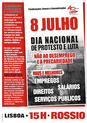8 de Julho, dia Nacional de protesto e luta