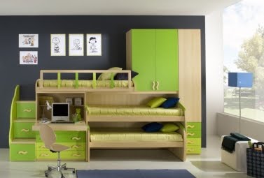 DORMITORIO PARA 3 NIÑOS Y CAMAS TRIPLES via dormitorios.blogspot.com