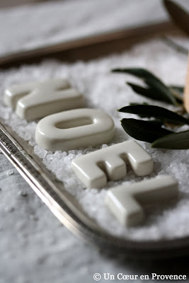 Christmas word written with letters of ceramic creation Le Petit Atelier de Paris