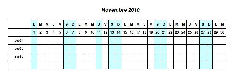 modele planning hebdomadaire nounou