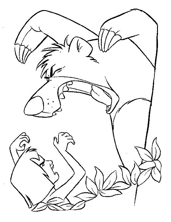 MOWGLI AND BALLOO THE BEAR JUNGLE BOOK COLORING PAGE title=