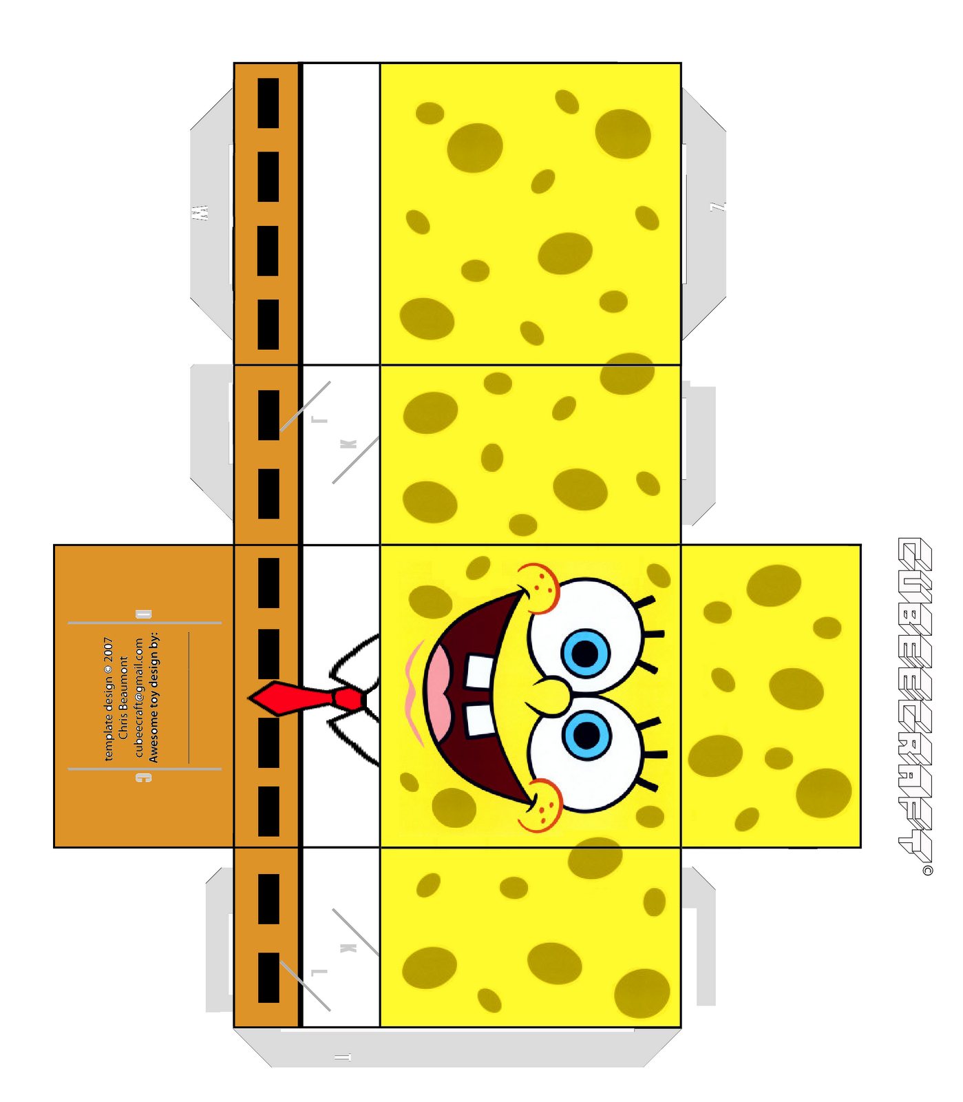 اصنعى لطفلك علبة سبونج بوب  Spongebob+paper+craft+activity+sheet+cube