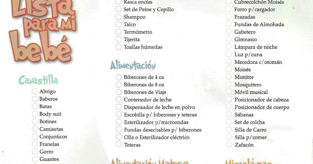 Millyhas777 Lista de Baby Shower