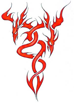 tribal dragon tattoo designs. Red Dragon Tribal Tattoo