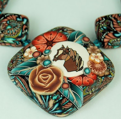 polymer clay flower cane bead
