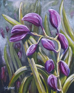 Kath Schifano Buffalo Botanical Gardens Painting, Not orchids yet, buds