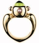 My Love Ring ... gold, peridot and pink pearls