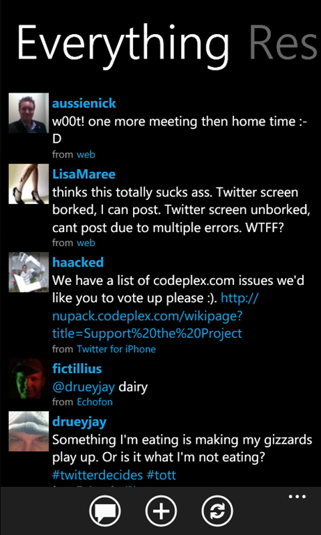Mahtweets, Windows Phone 7 Twitter client with Push ...